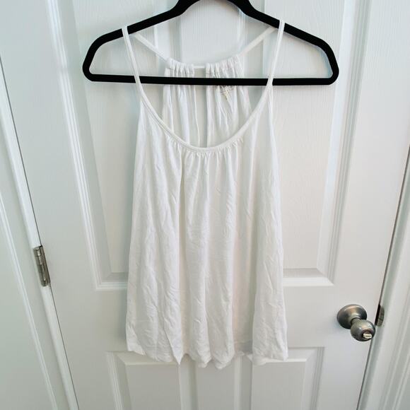 Lilly Pulitzer Tank Top Womens Medium Solid White Halter Pima Cotton minimalist - Picture 1 of 5